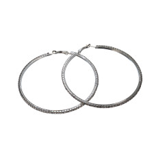  Серьги Кольца (Серебро+Белые Камни; Итальянский; Ø7,5см)