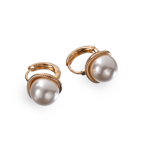 Сережки Xuping (Золото 18К+Біла Перлина; Конго; 1,5см)