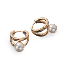 Сережки Xuping (Золото 18К+Біла Перлина; Конго; 2,0см)
