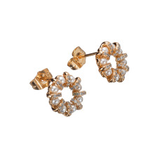 Сережки Xuping (Золото 18К+Біле Каміння; Гвоздик; 1,2см)