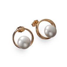 Сережки Xuping (Золото 18К+Біла Перлина; Гвоздик; 1,6см)