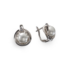 Сережки Xuping (Біле Золото+Біла Перлина; Англійська; 1,3см)