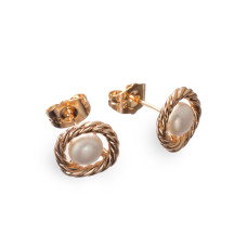 Сережки Xuping (Золото 18К+Біла Перлина; Гвоздик; 1,0см)
