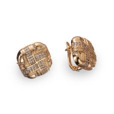 Сережки Xuping (Золото 18К+Біле Каміння; Англійська; 1,5см)