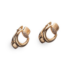 Сережки Xuping (Золото 18К+Біле Каміння; Англійська; 1,6см)
