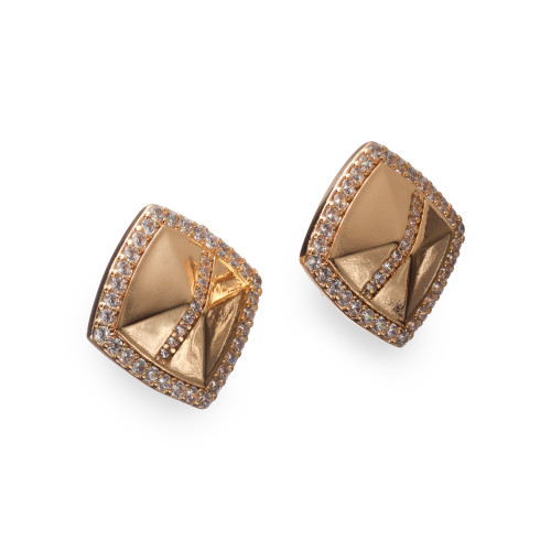 Сережки Xuping (Золото 18К+Біле Каміння; Англійська; 1,5см)