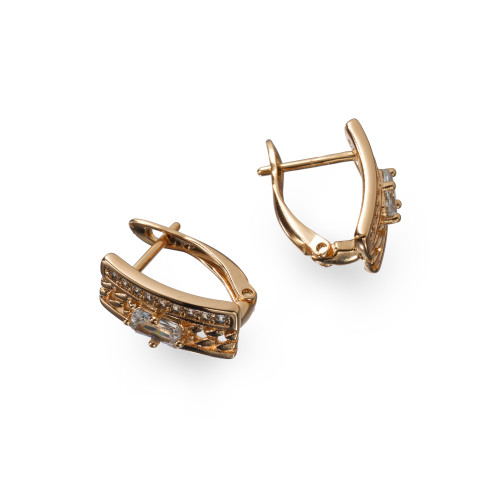  Серьги Xuping (Золото 18К+Белые Камни; Английский; 1,3см)