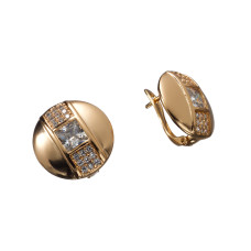 Сережки Xuping (Золото 18К+Біле Каміння; Англійська; 1,5см)