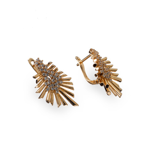 Сережки Xuping (Золото 18К+Біле Каміння; Англійська; 2,5см)