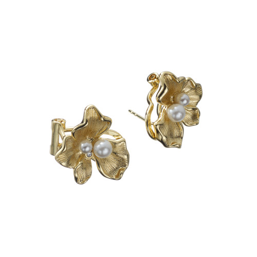 Сережки Xuping (Золото 925р+Білі Перлини; Італійська; 1,7см)