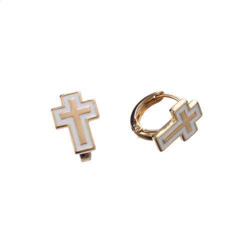 Сережки Xuping (Золото 18К+Біла Емаль; Конго; 1,3см)