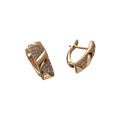 Сережки Xuping (Золото 18К+Біле Каміння; Англійська; 1,6см)
