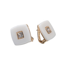 Сережки Xuping (Золото 18К+Біла Кераміка; Англійська; 1,8см)