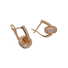 Сережки Xuping (Золото 18К+Біле Каміння; Англійська; 1,6см)