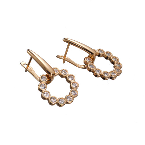 Сережки Xuping (Золото 18К+Біле Каміння; Англійська; 2,8см)