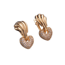 Сережки Xuping (Золото 18К+Біле Каміння; Англійська; 2,2см)