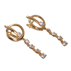 Сережки Xuping (Золото 18К+Біле Каміння; Англійська; 4,5см)