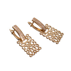 Сережки Xuping (Золото 18К+Біле Каміння; Англійська; 1,9см)