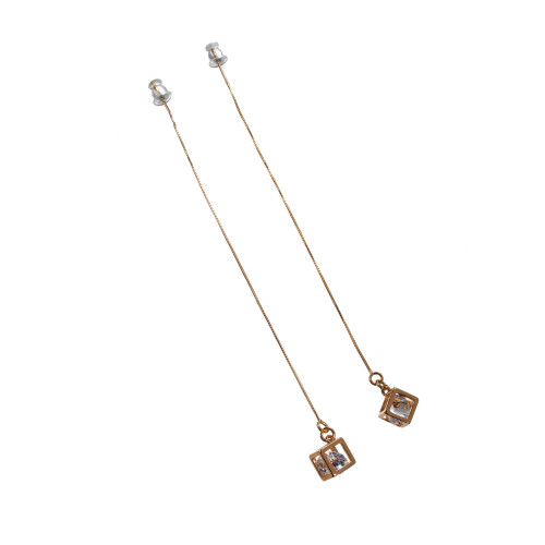 Сережки Xuping (Золото 18К+Біле Каміння; Протяжки; 11,0см)