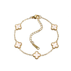 Браслет "Stainless steel" (Золото 925post+Біла Емаль; Ролло; 16,5+5,0см)