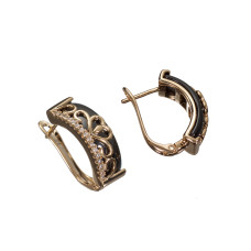 Сережки Xuping (Золото 18К+Чорна Кераміка; Англійська; 1,9см)