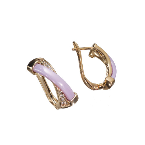 Сережки Xuping (Золото 18К+Бузкова Кераміка; Англійська; 2,2см)