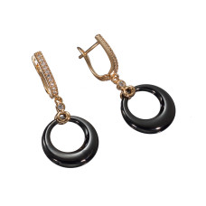 Сережки Xuping (Золото 18К+Чорна Кераміка; Англійська; 3,8см)