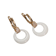 Сережки Xuping (Золото 18К+ Біла Кераміка; Англійська; 1,8см)