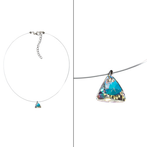 Чокер з Кулоном 1,3см Xuping (Біле Золото+Каміння Swarovski; Волосінь; 38,0+5,0см)