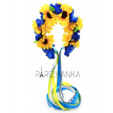 Віночок для волосся "Український стиль" (Жовто-Блакитний зі стрічками)