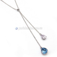 Ланцюжок з кулоном Swarovski Xuping (Біле золото; Блакитний Камінь+Білий Камінь; Якірне; 41,0+6,0см)
