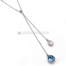  Цепочка с кулоном Swarovski Xuping (Белое золото;Голубой камень +Белый камень;Якорное;41,0+6,0см )