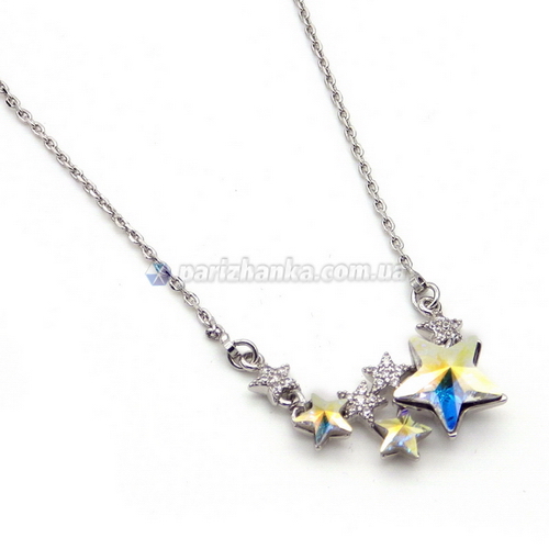 Кольє з кристалами Swarovski Xuping (Біле Золото+Перламутрові Кристали; Якірне; 46,0+6,0см)