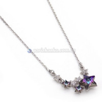 Кольє з кристалами Swarovski Xuping (Біле Золото+Фіолетовий хамелеон Кристали; Якірне; 46,0+6,0см)