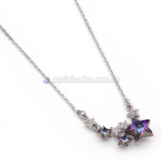Кольє з кристалами Swarovski Xuping (Біле Золото+Фіолетовий хамелеон Кристали; Якірне; 46,0+6,0см)
