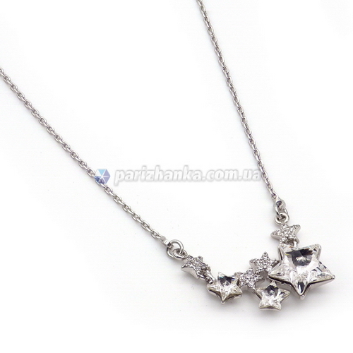 Кольє з кристалами Swarovski Xuping (Біле Золото+Білі Кристали; Якірне; 46,0+6,0см)