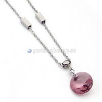 Ланцюжок з кулоном Swarovski Xuping (Біле золото+Рожевий камінь;Якірне;45,0+6,0см )
