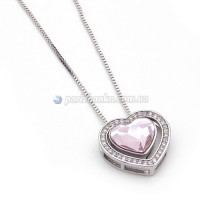 Ланцюжок з кулоном Swarovski Xuping (Біле золото+Рожевий камінь +Білі кристали;Снейк;45,0+6,0см )