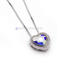 Ланцюжок з кулоном Swarovski Xuping (Біле золото+Перламутровий камінь +Білі кристали;Снейк;45,0+6,0см )