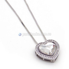 Ланцюжок з кулоном Swarovski Xuping (Біле золото+Білий камінь +Білі кристали;Снейк;45,0+6,0см )