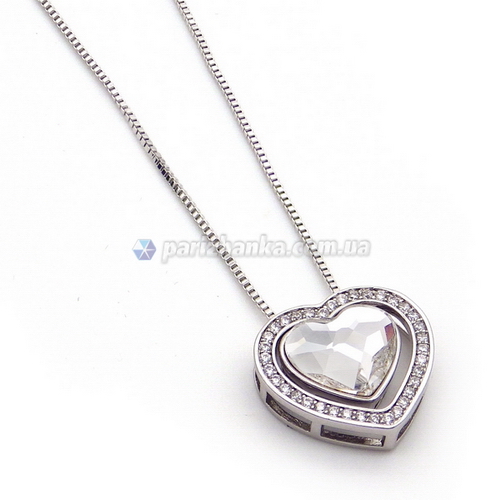 Ланцюжок з кулоном Swarovski Xuping (Біле золото+Білий камінь +Білі кристали;Снейк;45,0+6,0см )