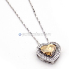 Ланцюжок з кулоном Swarovski Xuping (Біле золото+Коньячний камінь +Білі кристали;Снейк;45,0+6,0см )