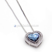 Ланцюжок з кулоном Swarovski Xuping (Біле золото+Синій камінь+Білі кристали;Снейк;45,0+6,0см )