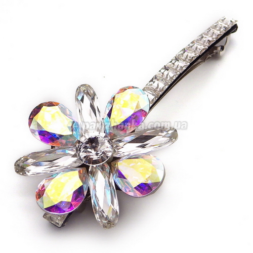 Шпилька Автомат з Кристалами "Swarovski" (Білі Кристали; 10,5см)